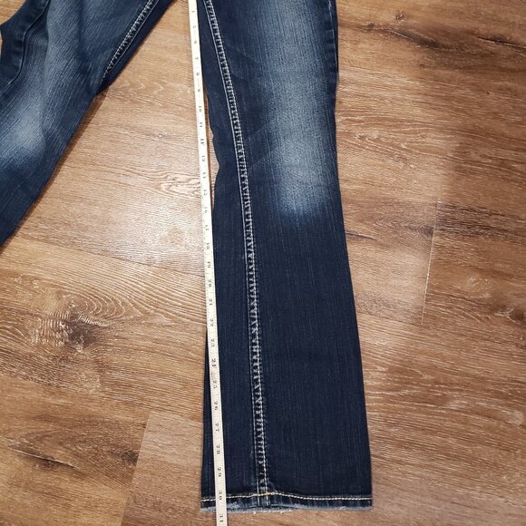 women's dark wash Silver Aiko Bootcut Jeans Sz 27 x 33, western contrast stitch - Picture 15 of 16